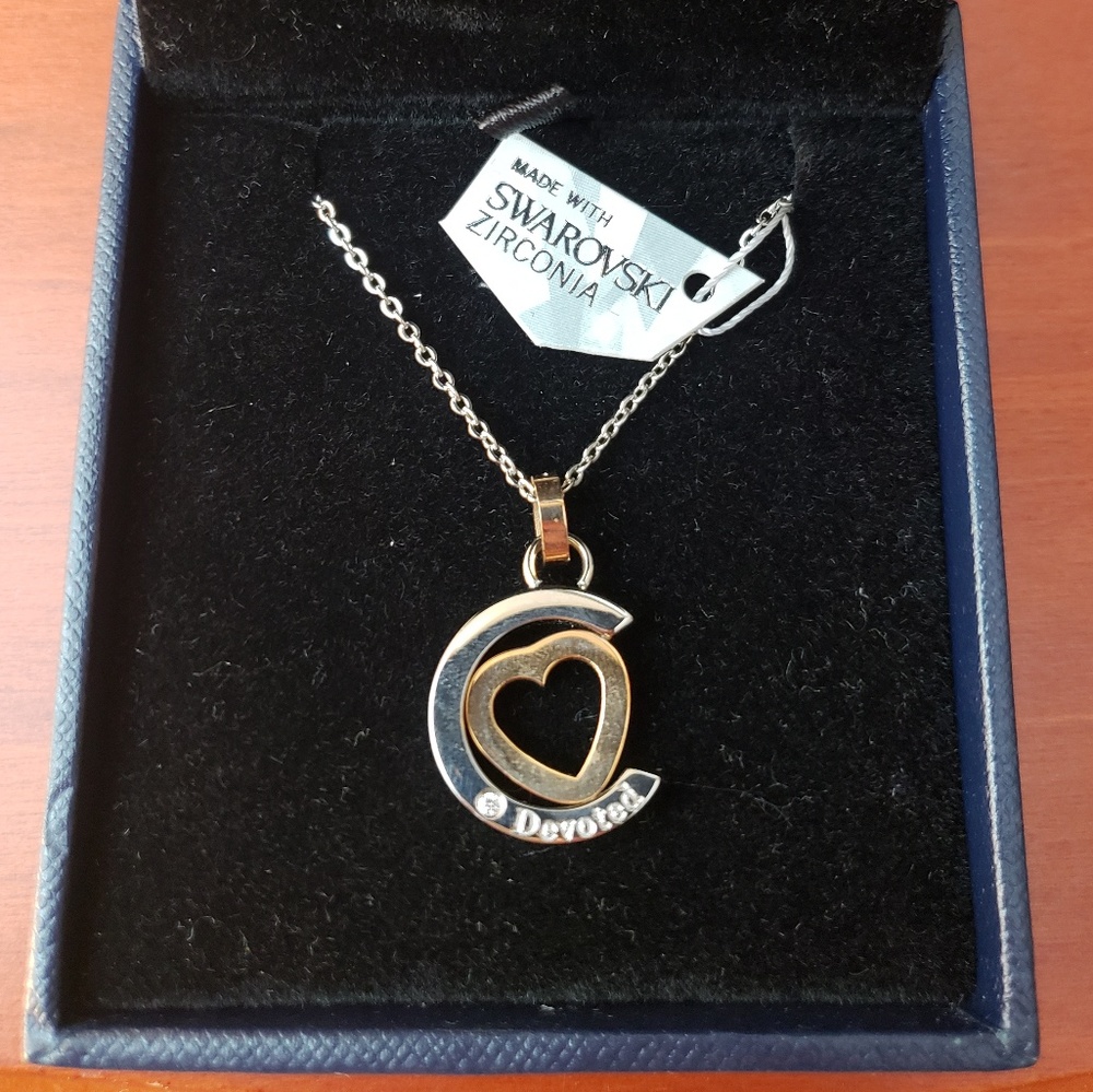 Elisa Gems "Devoted" crescent gold heart necklace